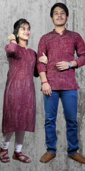 Maroon Kurta & Kurti For Couples