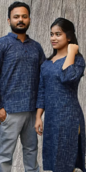 Deep Blue Kurta & Kurti For Couples