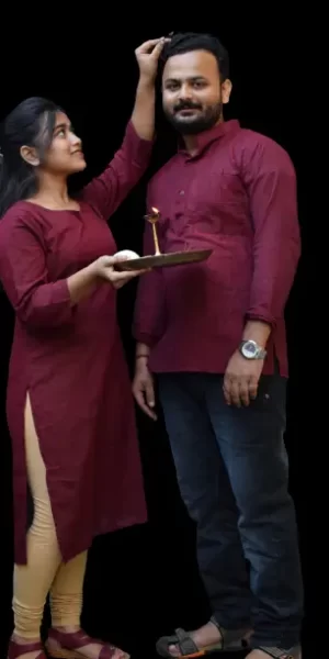 Maroon Plain Kurta & Kurti For Couples