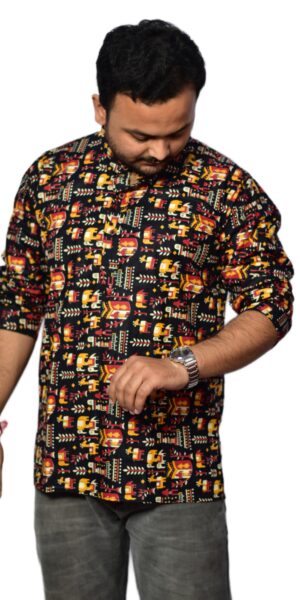 kurta printed black elephant