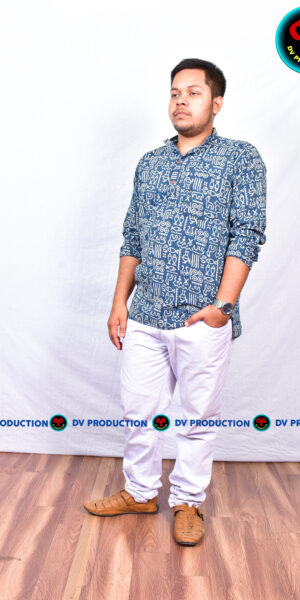 Kurta ajrak kantha blue