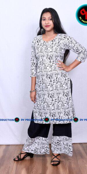 kurti plazo set men print with black