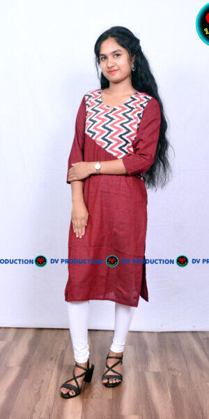 kurti  v maroon red  black ekkat
