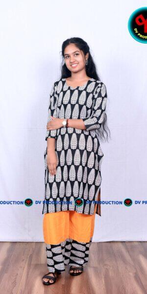 kurti plazo set black jhou with deep yelow
