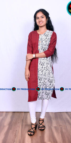kurti  half half maroon man head