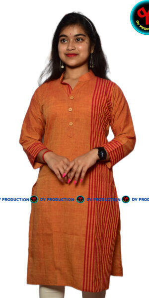 kurti khadi one side sky orange