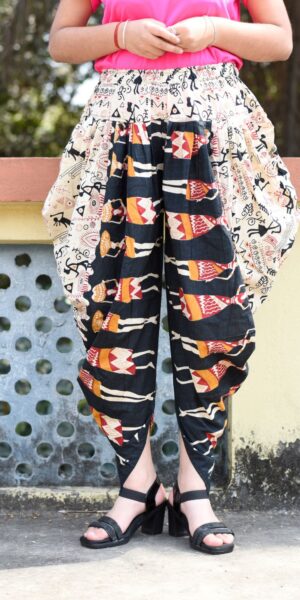Designer Dhoti Salwar for Women-White & Black