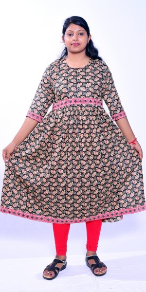 Designer Ethnic Kurti for Women- Black & Red