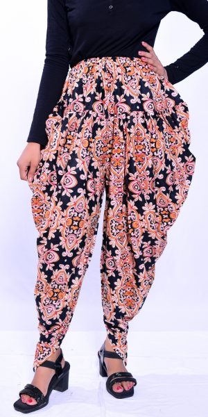 Designer Dhoti Salwar for Women- Orange & Black
